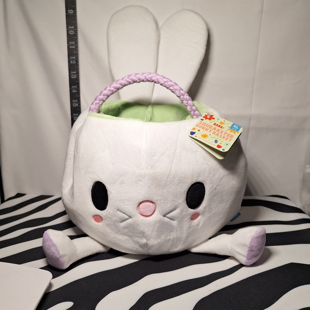 NWT Bark Squeakster Bunny Basket Dog Toy XL